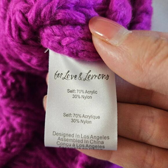 For Love And Lemons Andie Oversized Half Zip Sweater Size Small in Fuscia - Picture 6 of 8